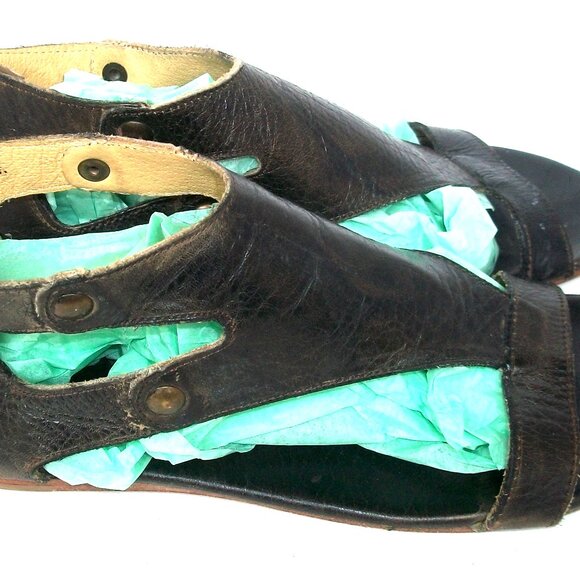 Bed-Stu Soto Rustic Boho Brown Leather Rear Zip Flat Sandals - Picture 5 of 9